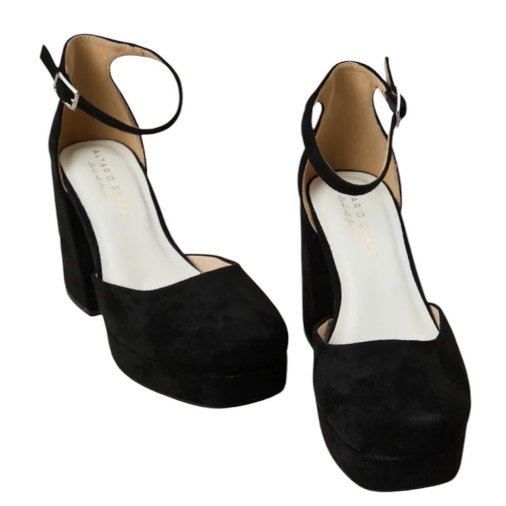 Altar'd State Black Suede Platform Block Heel